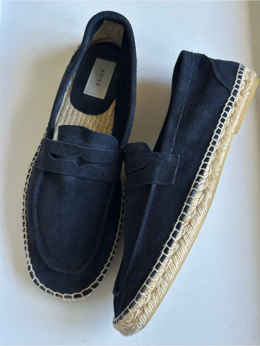 Reiss Cannes Navy Suede Penny Strap Espadrille Loafers EU 44 US 11 - Picture 12 of 16